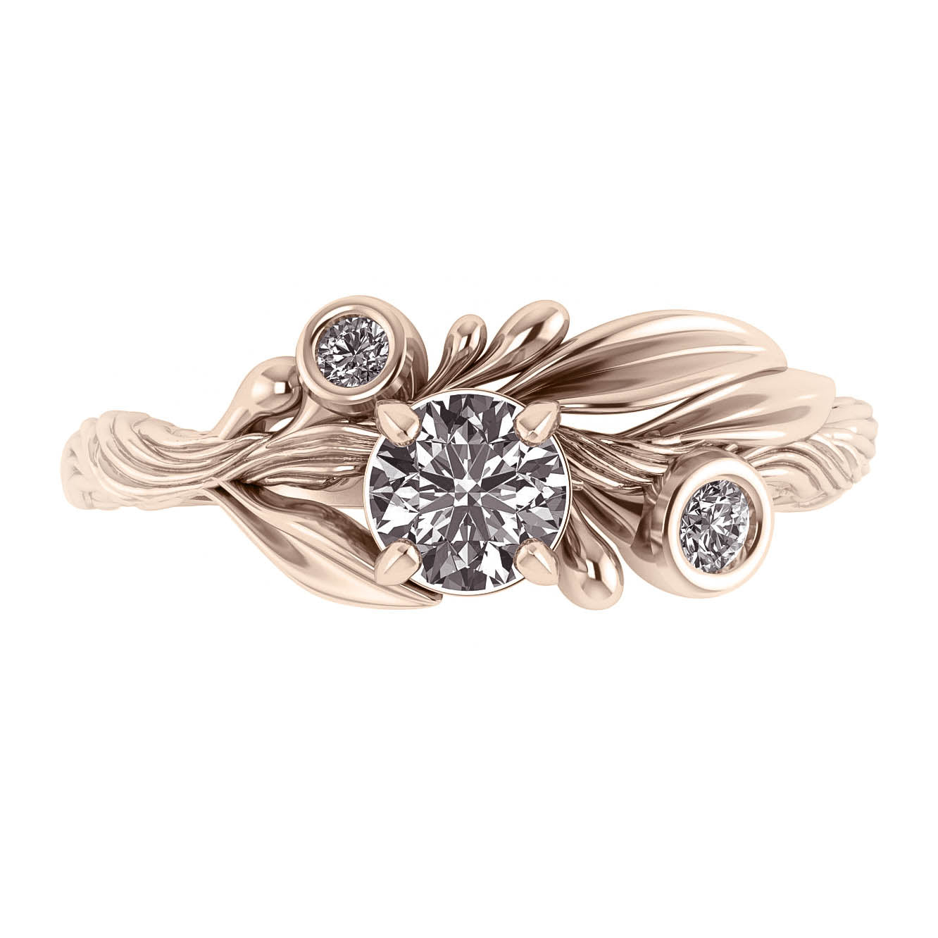 Olivia | custom ring setting, olive branch ring with 3 gemstones - Eden Garden Jewelry™