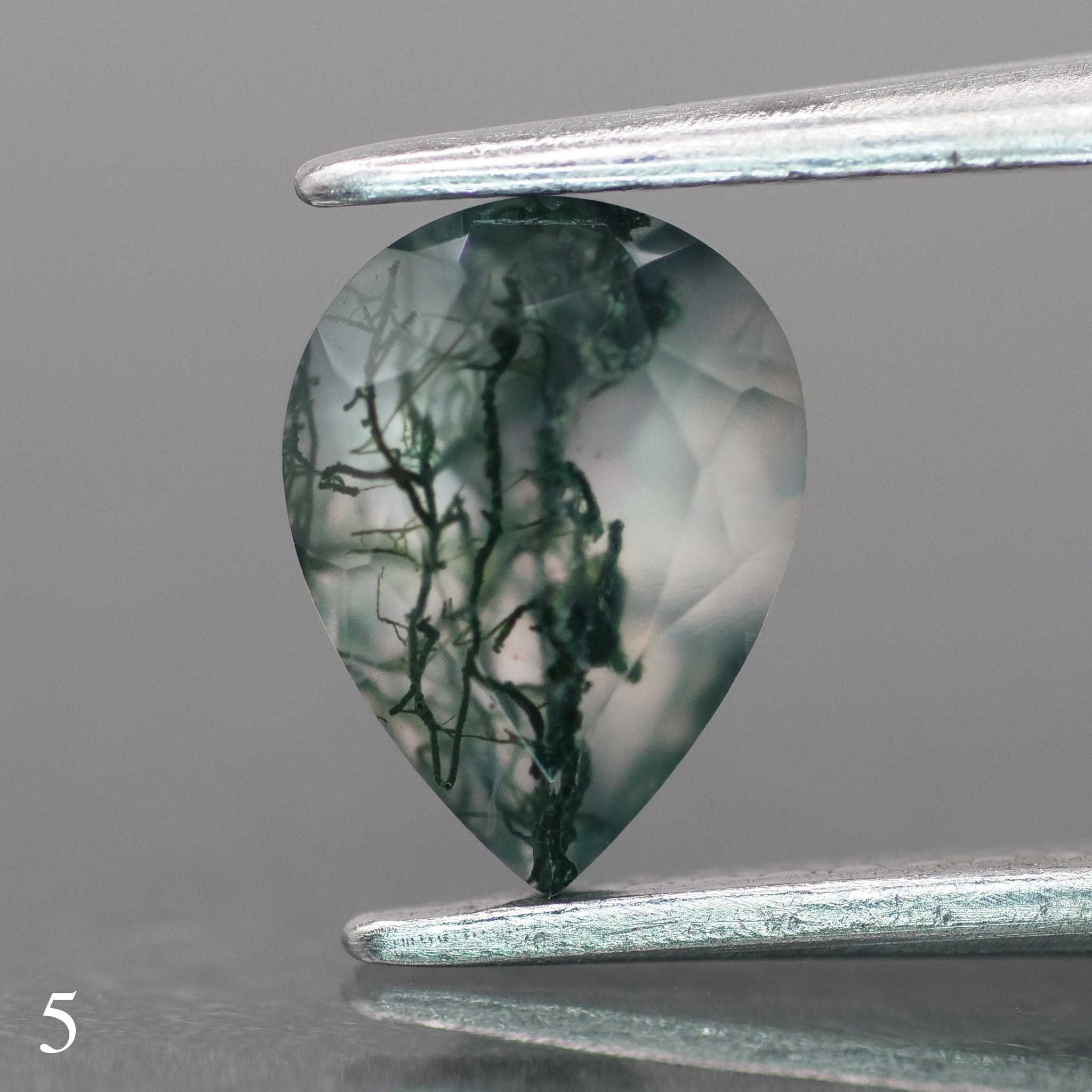 Moss agate | green color, pear-cut, 8x6mm, 0.80ct - choose yours