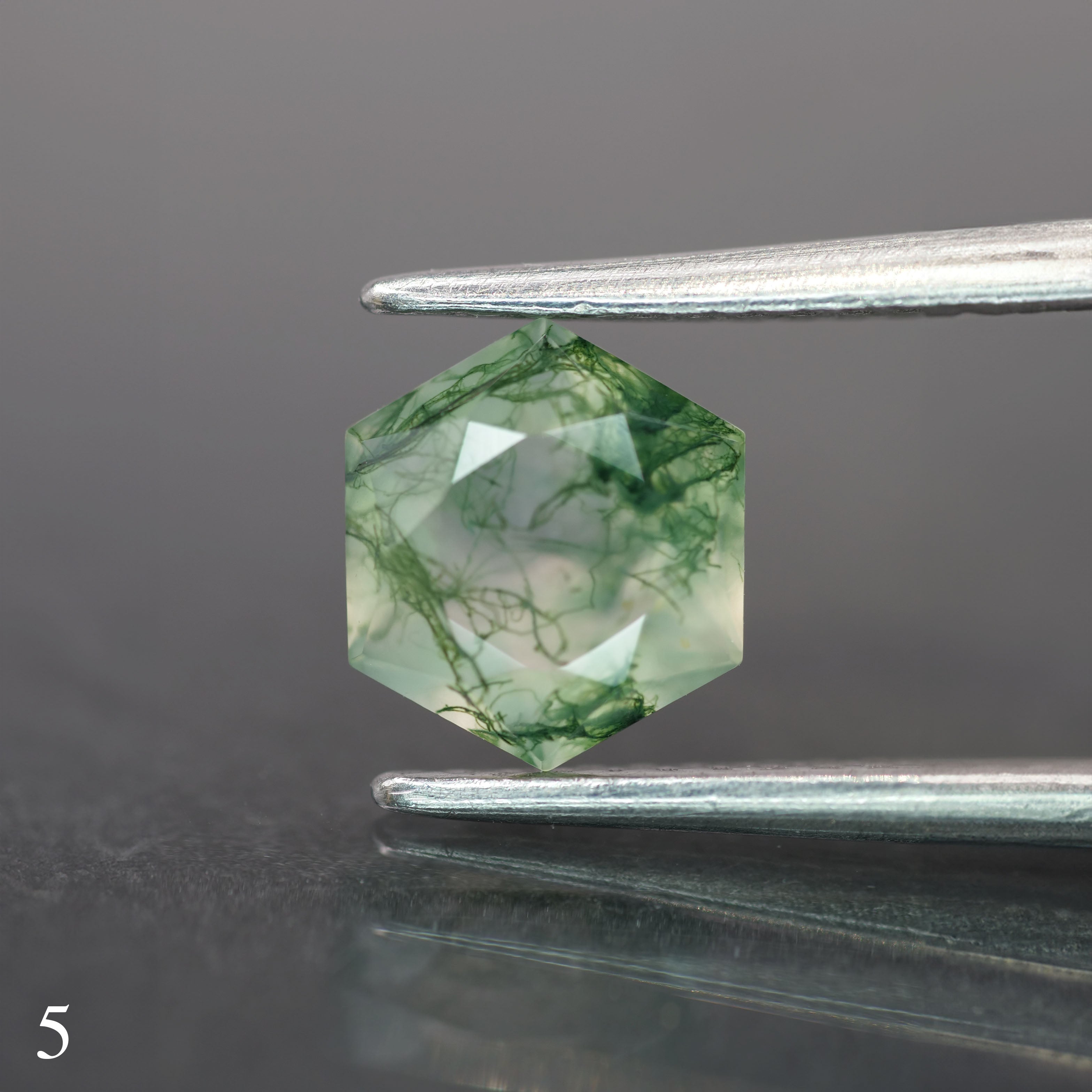 Moss agate | green color, hexagon-cut, 6mm, 0.75ct - choose yours - Eden Garden Jewelry™