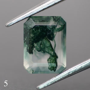 Moss agate | green color, emerald-cut, 8x6mm, 1.2ct - choose yours