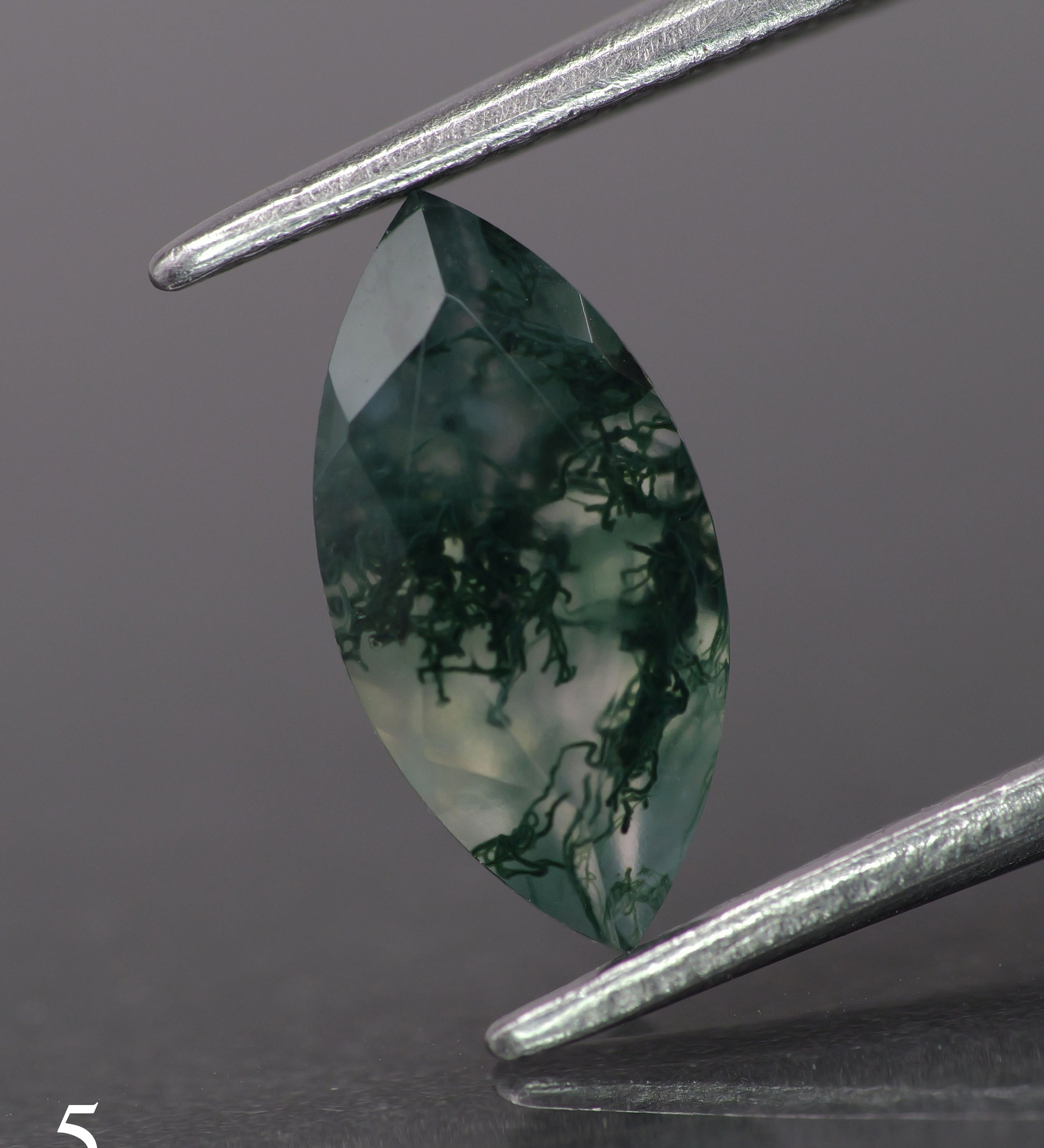 Moss agate | green color, marquise-cut, 10x5mm, 0.8ct - choose yours