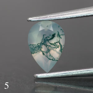 Moss agate | light green color, pear-cut, 7x5mm, 0.65ct - choose yours