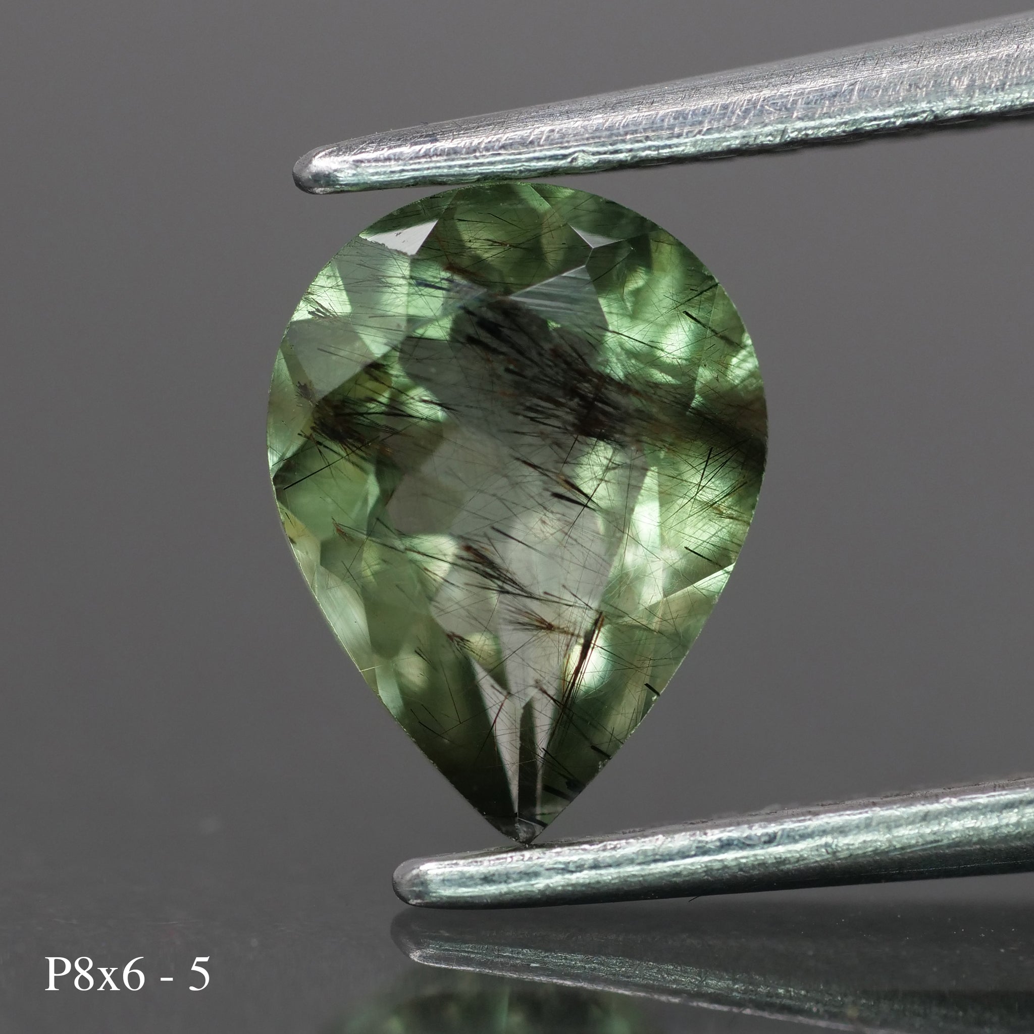 Rutile Peridot | natural, pear cut 8x6mm, 1 ct - choose yours