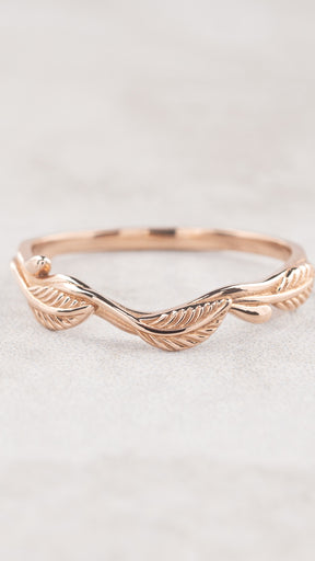 Gold leaves wedding ring, matching band for Azalea - Eden Garden Jewelry™