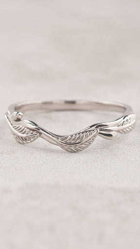 Gold leaves wedding ring, matching band for Azalea - Eden Garden Jewelry™