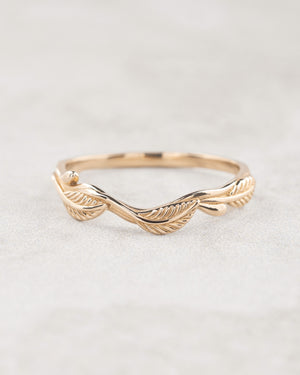 Delicate wedding band, matching leaf ring for Azalea