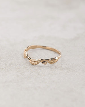 Delicate wedding band, matching leaf ring for Azalea