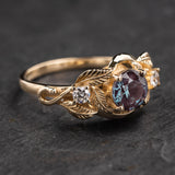 Alexandrite engagement ring, colour changing stone ring / Azalea