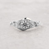 READY TO SHIP: Azalea engagement ring in 14K or 18K white gold, lab grown diamond, round cut 5 mm, AVAILABLE RING SIZE: 5.5 - 8.5 US