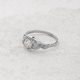 READY TO SHIP: Azalea engagement ring in 14K or 18K white gold, lab grown diamond, round cut 5 mm, AVAILABLE RING SIZE: 5.5 - 8.5 US