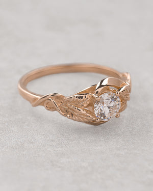 READY TO SHIP: Azalea engagement ring with lab grown diamond in 18K rose gold, nature inspired ring, AVAILABLE RING SIZE: 5.5 - 8.5 US