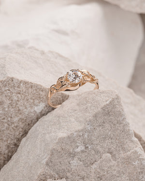 READY TO SHIP: Azalea engagement ring with lab grown diamond in 18K rose gold, nature inspired ring, AVAILABLE RING SIZE: 5.5 - 8.5 US