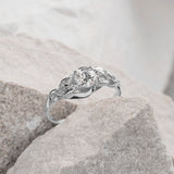 READY TO SHIP: Azalea engagement ring in 14K or 18K white gold, lab grown diamond, round cut 5 mm, AVAILABLE RING SIZE: 5.5 - 8.5 US