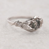 READY TO SHIP: Azalea ring with round moss agate, 14K white gold, AVAILABLE RING SIZES: 3.5 - 6.5 US - Eden Garden Jewelry™