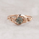 READY TO SHIP: Azalea ring in 14K rose gold, natural moss agate round cut 5 mm, AVAILABLE RING SIZES: 3.25 - 9.5 US - Eden Garden Jewelry™
