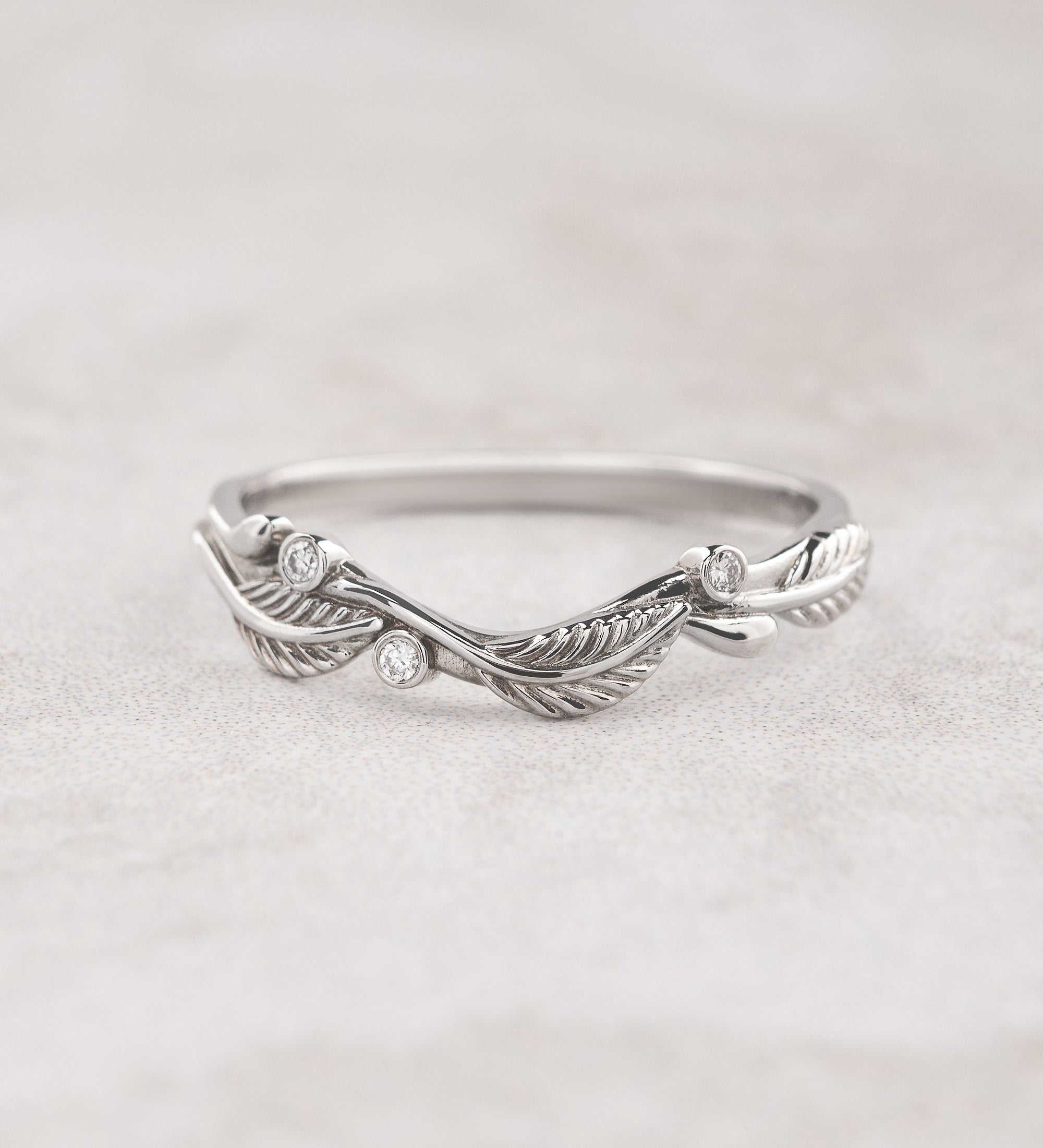 Leaf and diamonds wedding band, matching ring for Azalea