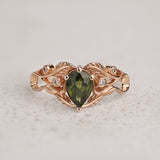 Engagement Ring with (Natural) Green Sapphire in Art Nouveau Style / Callisto - Eden Garden Jewelry™