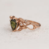 Engagement Ring with (Natural) Green Sapphire in Art Nouveau Style / Callisto - Eden Garden Jewelry™