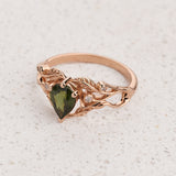 Engagement Ring with (Natural) Green Sapphire in Art Nouveau Style / Callisto - Eden Garden Jewelry™