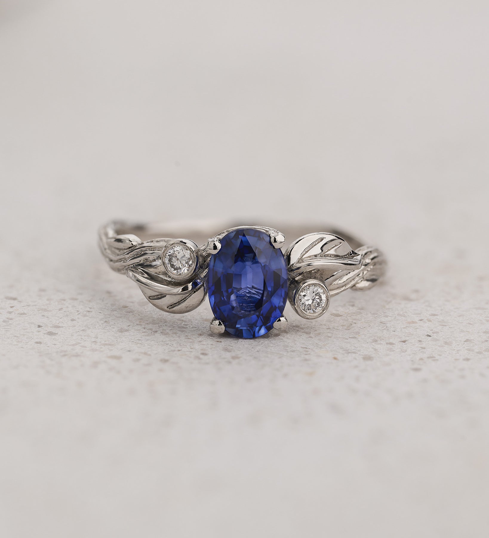 Woodland Engagement Ring with Oval Blue Sapphire / Arius - Eden Garden Jewelry™