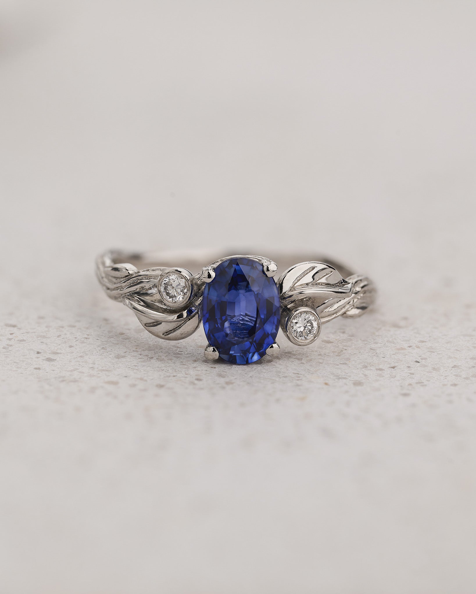 Woodland Engagement Ring with Oval Blue Sapphire / Arius - Eden Garden Jewelry™