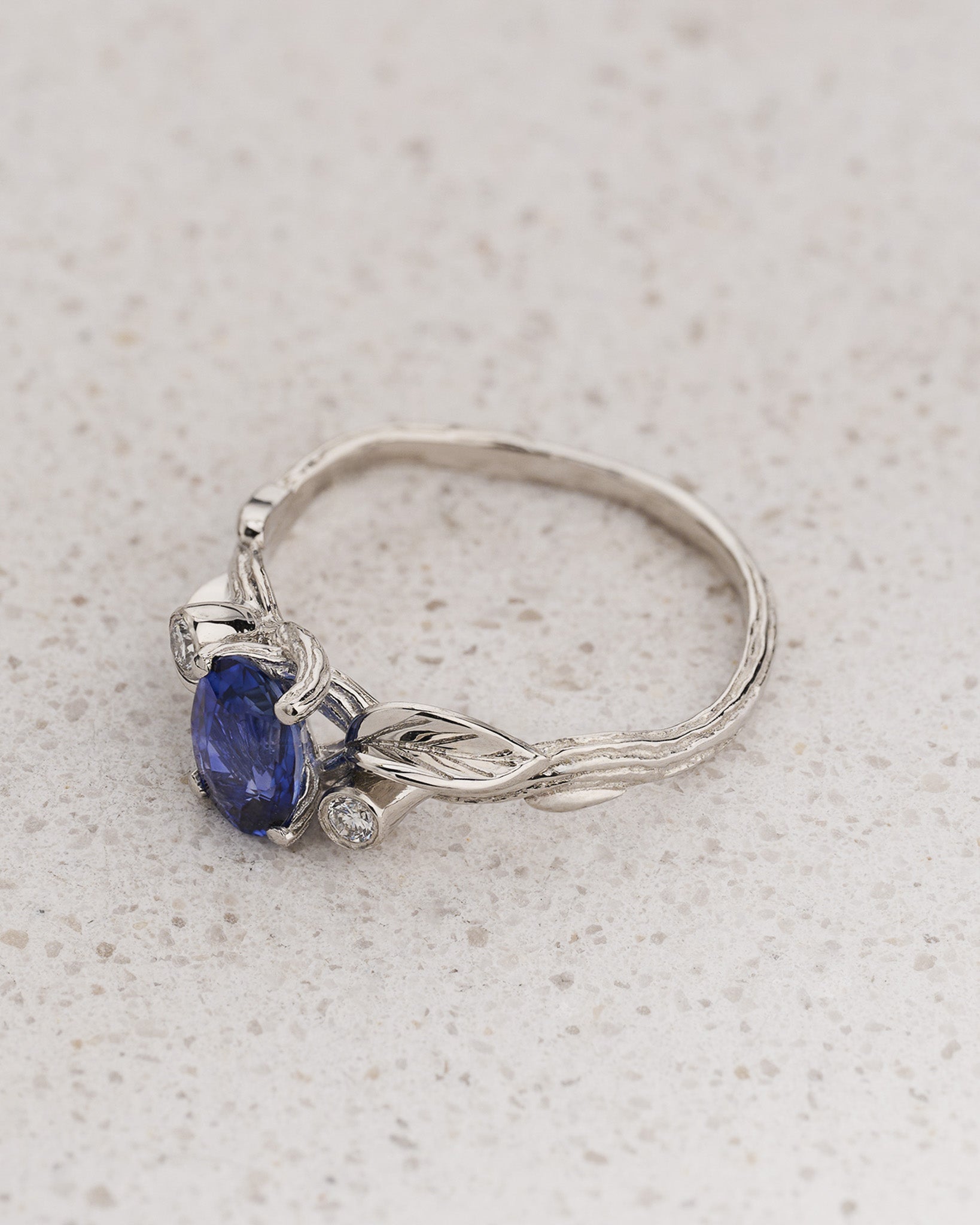 Woodland Engagement Ring with Oval Blue Sapphire / Arius - Eden Garden Jewelry™