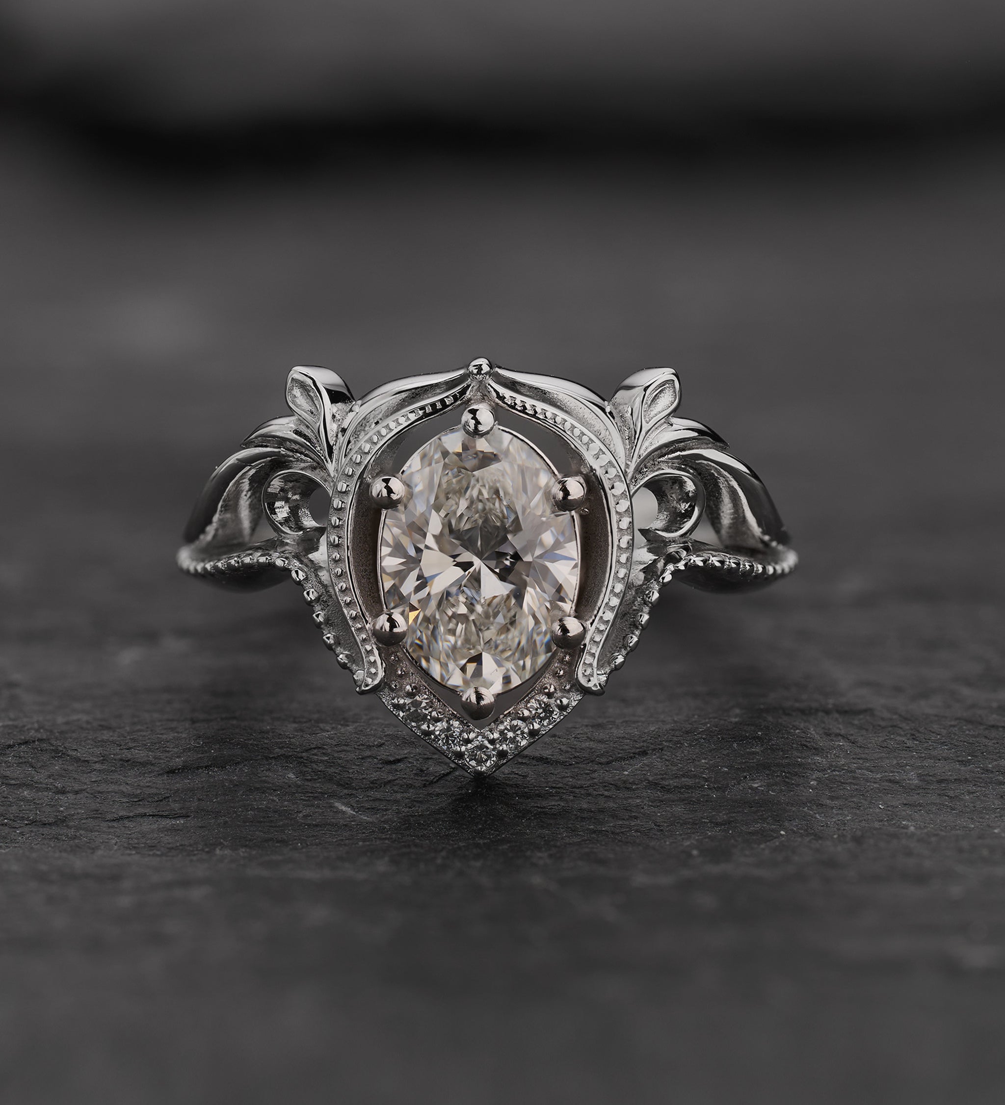 Lab grown diamond engagement ring, statement proposal ring with diamonds  / Lida - Eden Garden Jewelry™