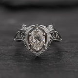 Oval lab grown diamond bridal ring set, fairy engagement and wedding rings / Lida - Eden Garden Jewelry™