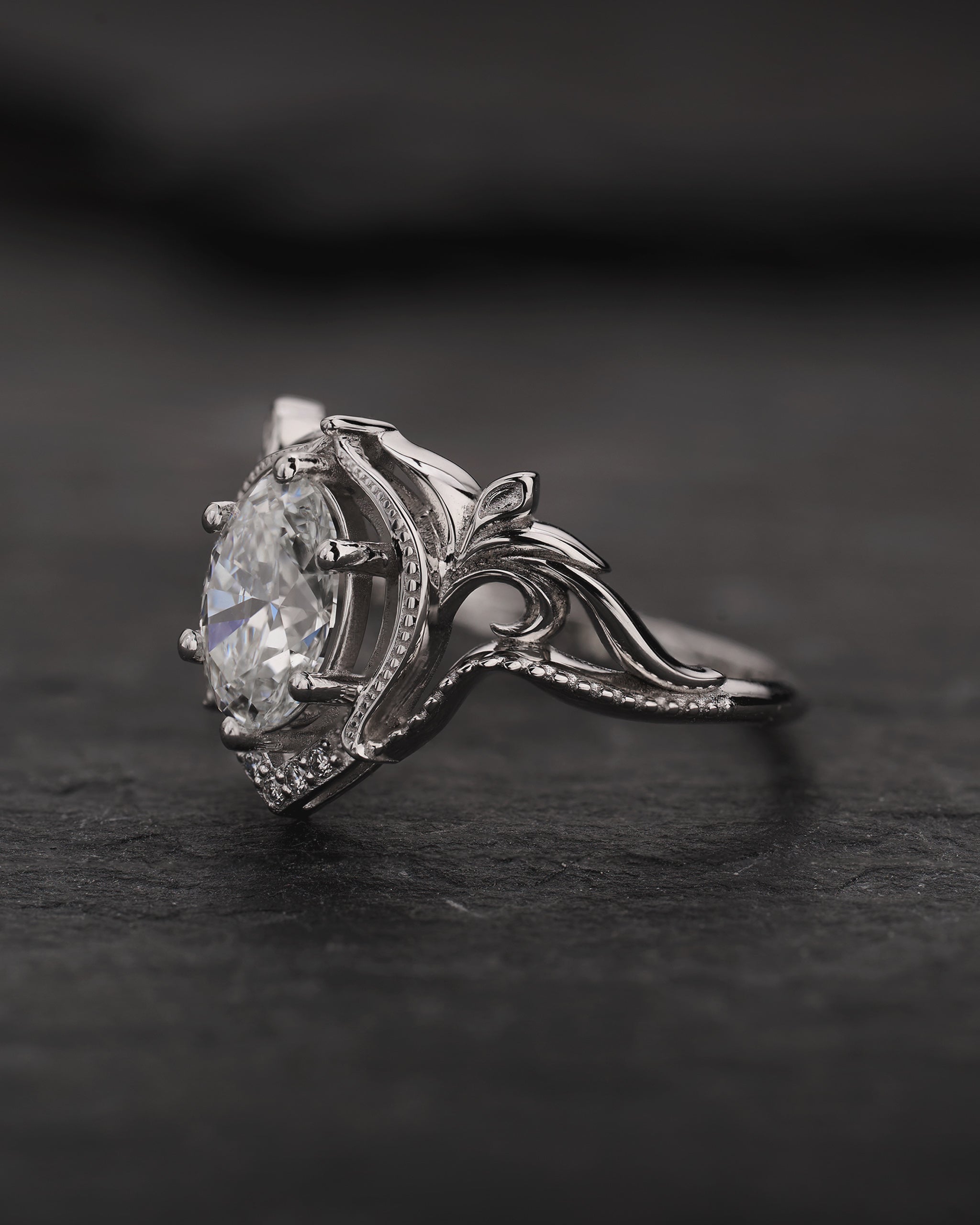 Lab grown diamond engagement ring, statement proposal ring with diamonds  / Lida - Eden Garden Jewelry™