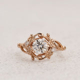 Engagement Ring in Art Nouveau Style with Round Diamond / Undina Ivy - Eden Garden Jewelry™