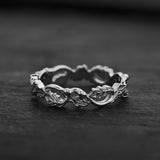 Oak leaves gold wedding band, comfort fit unisex wedding band 4 mm - Eden Garden Jewelry™