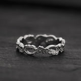 Oak leaves gold wedding band, comfort fit unisex wedding band 4 mm - Eden Garden Jewelry™