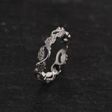 Oak leaves gold wedding band, comfort fit unisex wedding band 4 mm - Eden Garden Jewelry™