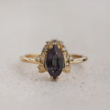 Engagement Ring in Floral Design with Marquise Colour Changing Alexandrite / Iris - Eden Garden Jewelry™