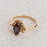 Engagement Ring in Floral Design with Marquise Colour Changing Alexandrite / Iris - Eden Garden Jewelry™