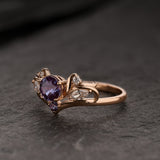 Engagement ring with alexandrite and diamonds / Swanlake - Eden Garden Jewelry™