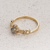 Elvish engagement ring with salt and pepper diamond / Horta - Eden Garden Jewelry™