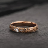 Ivy leaves wedding band with diamonds, comfort fit ring - Eden Garden Jewelry™