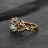 Celtic Engagement Ring with Round Diamond / Claddagh - Eden Garden Jewelry™