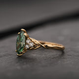 Elegant Engagement Ring with Marquise Green Diamond / Gloria - Eden Garden Jewelry™