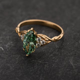 Elegant Engagement Ring with Marquise Green Diamond / Gloria - Eden Garden Jewelry™