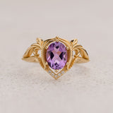 Amethyst engagement ring with diamonds, unique promise ring / Lida - Eden Garden Jewelry™