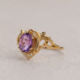 Amethyst engagement ring with diamonds, unique promise ring / Lida - Eden Garden Jewelry™