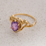 Amethyst engagement ring with diamonds, unique promise ring / Lida - Eden Garden Jewelry™
