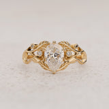 Art Nouveau Engagement Ring with Pear-Cut Diamond / Callisto - Eden Garden Jewelry™