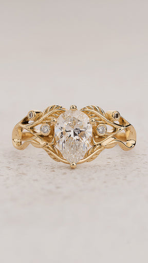 Art Nouveau Engagement Ring with Pear-Cut Diamond / Callisto - Eden Garden Jewelry™
