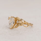 Art Nouveau Engagement Ring with Pear-Cut Diamond / Callisto - Eden Garden Jewelry™