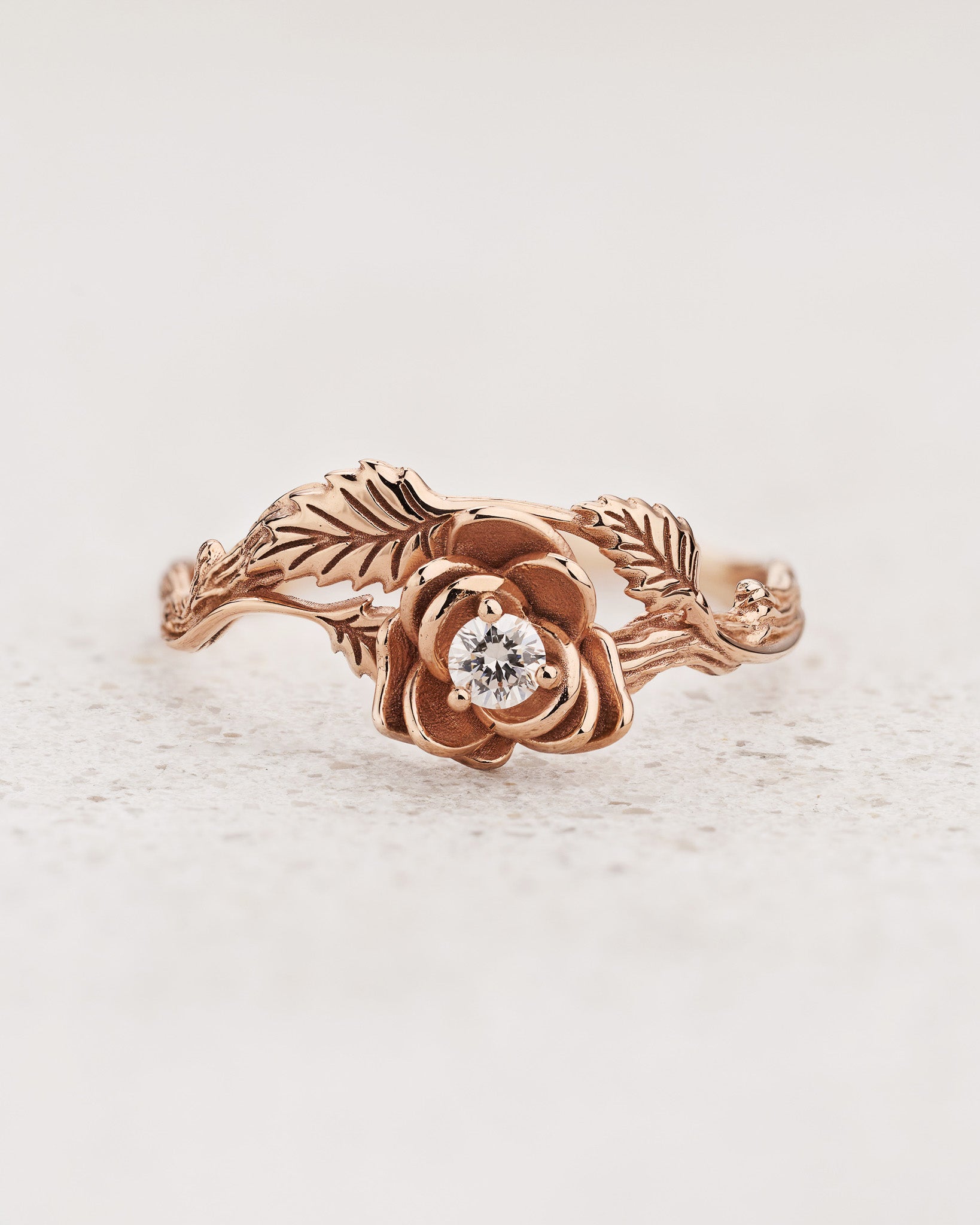Floral engagement ring in rose gold / Blooming Rose - Eden Garden Jewelry™