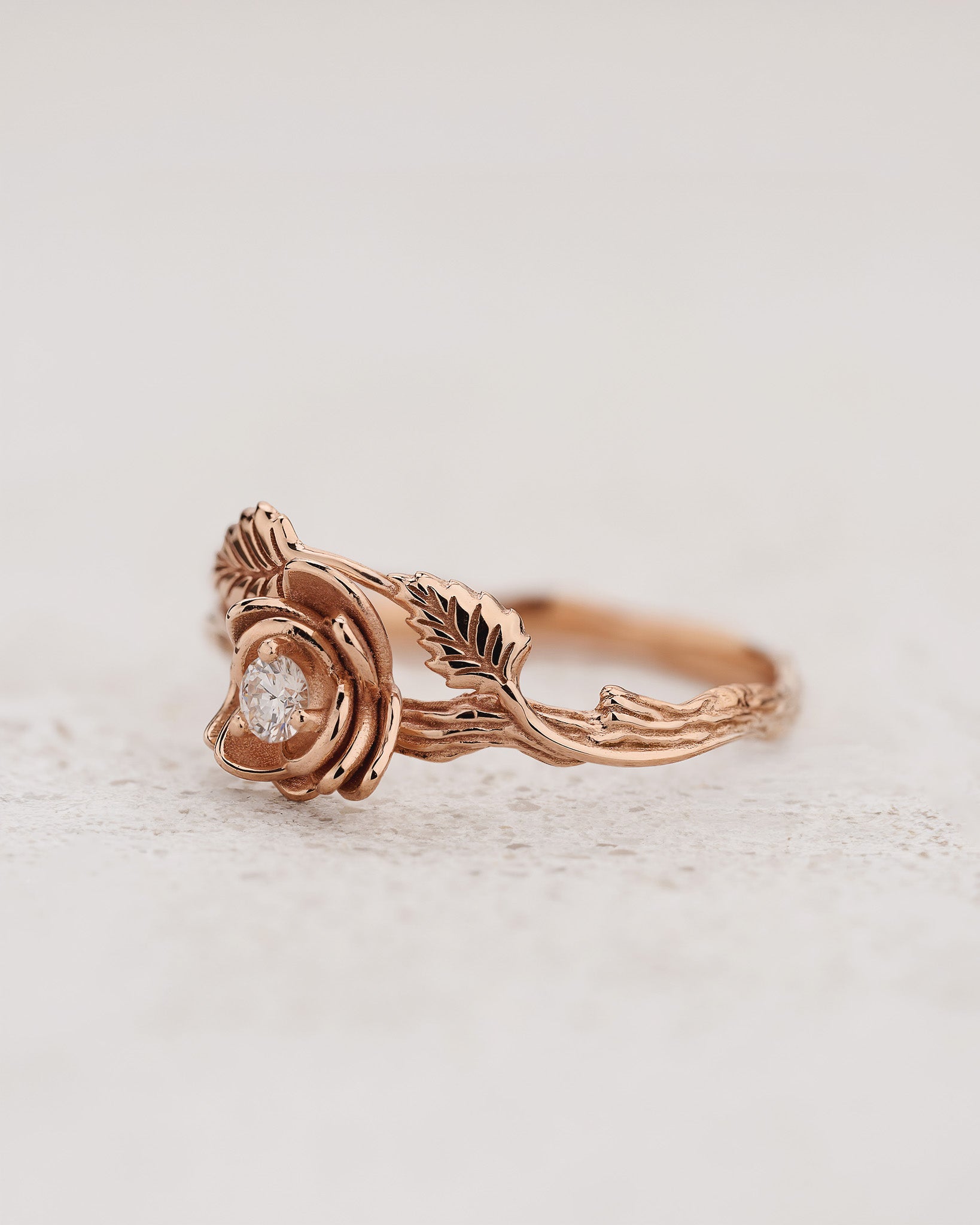 Floral engagement ring in rose gold / Blooming Rose - Eden Garden Jewelry™