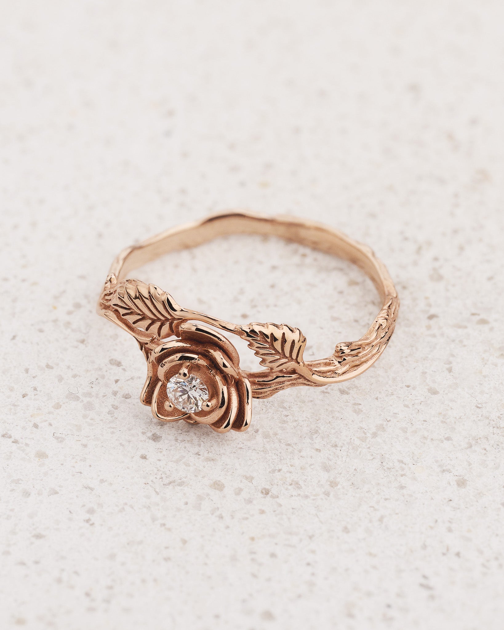 Floral engagement ring in rose gold / Blooming Rose - Eden Garden Jewelry™